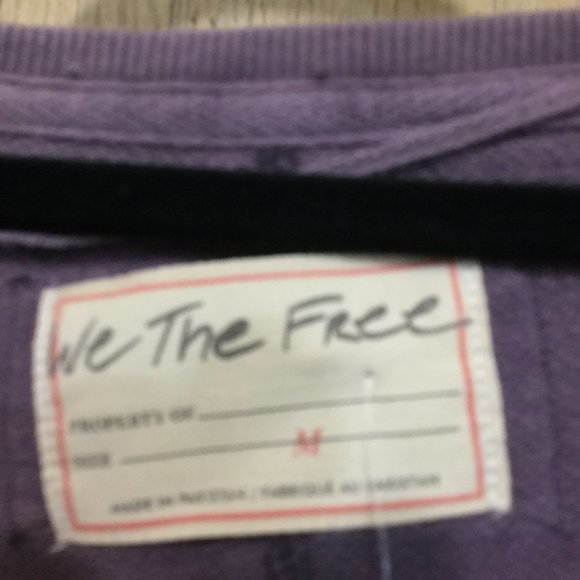 NWT We the Free V-neck sweat shirt color is called mushroom over sized size M - Picture 3 of 6